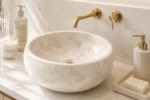 Vasque Ronde en Pierre Naturelle Marbre Creme N°S68