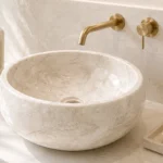 Vasque Ronde en Pierre Naturelle Marbre Creme N°S68