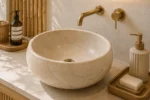 Vasque Ronde en Pierre Naturelle Marbre Creme N°S70