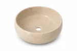 Vasque Ronde en Pierre Naturelle Marbre Creme N°S70 - Image 2